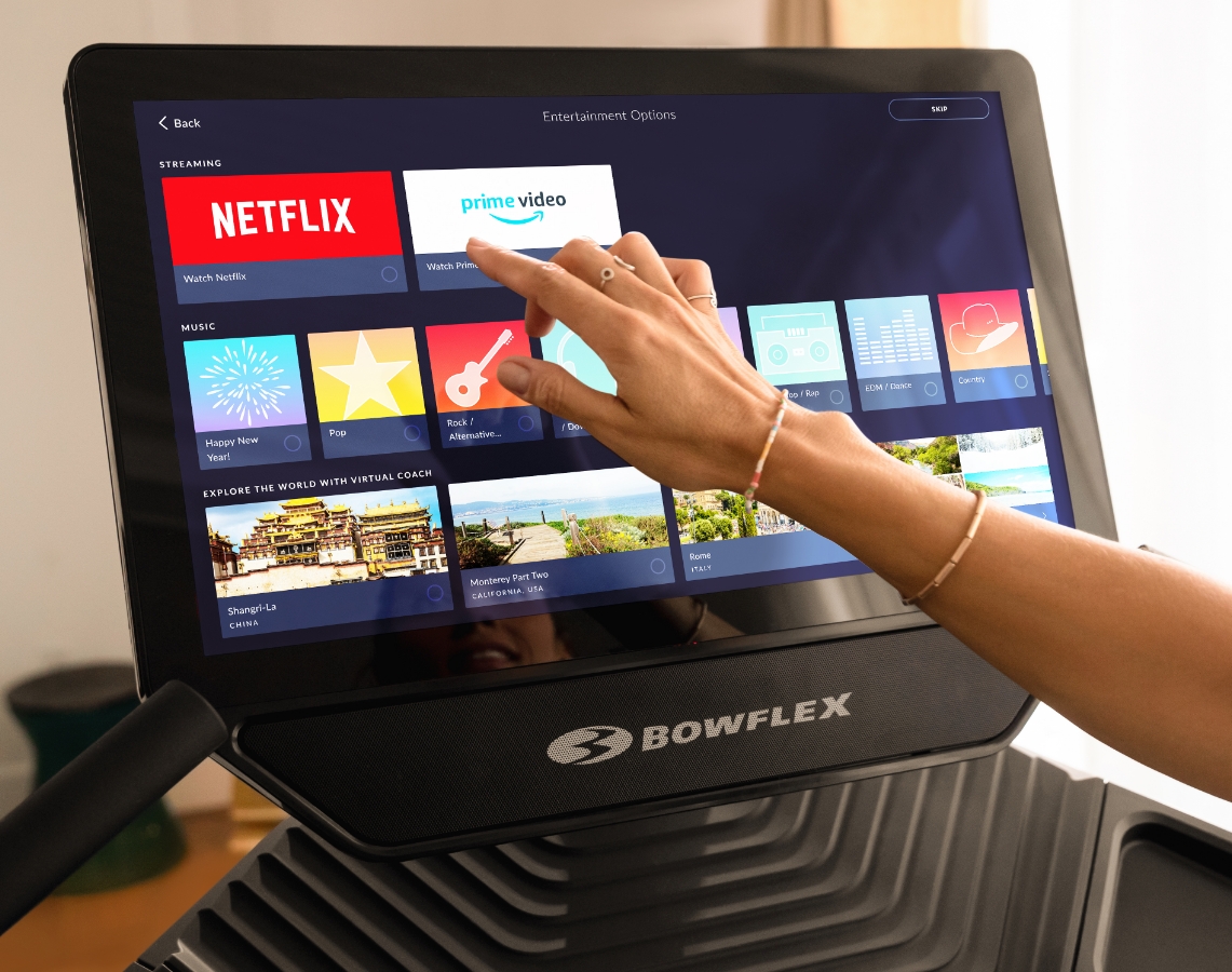 Streaming entertainment options available while you workout. Separate subscriptions required